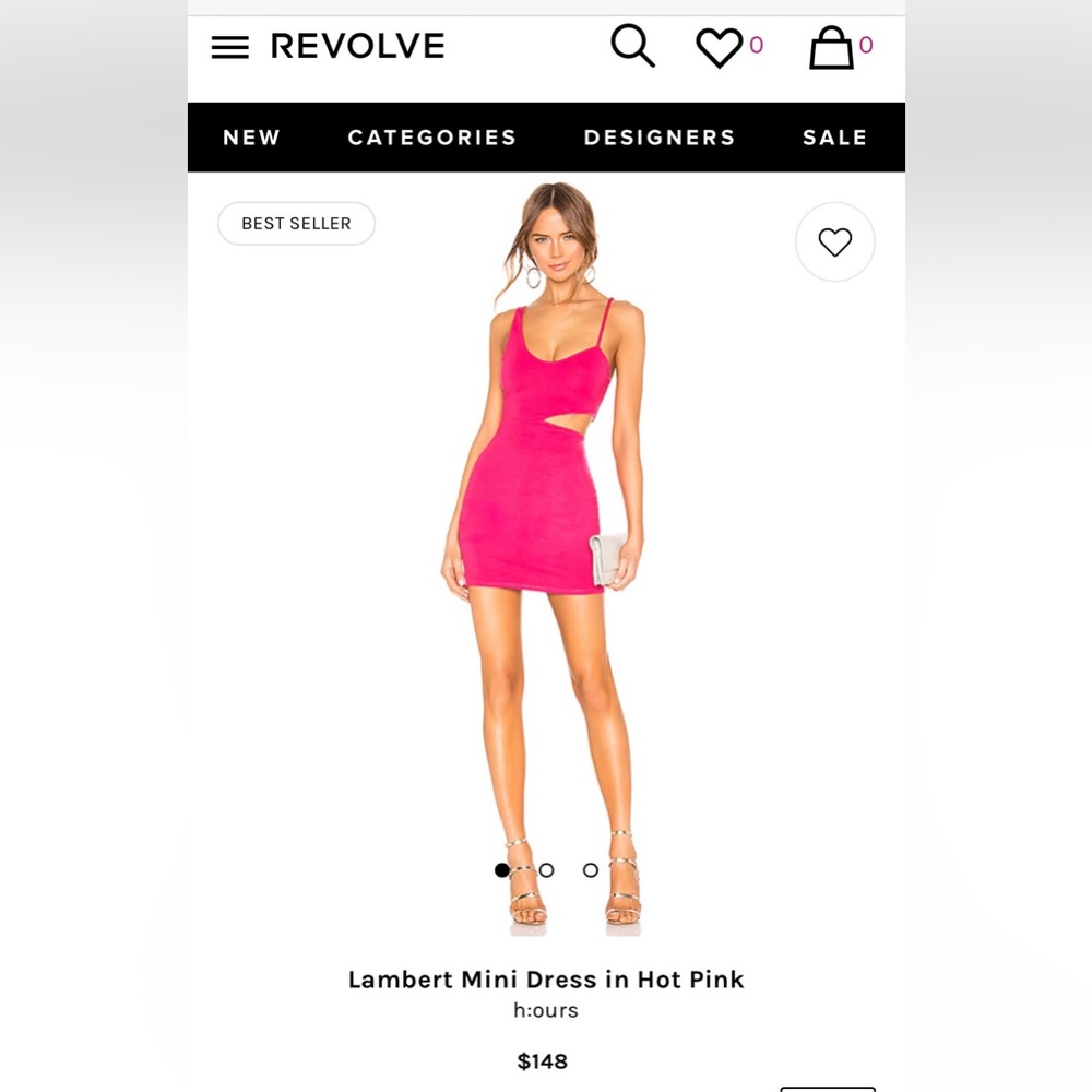 h:ours hot pink cutout dress XS. Worn one time!!! Excellent used condition